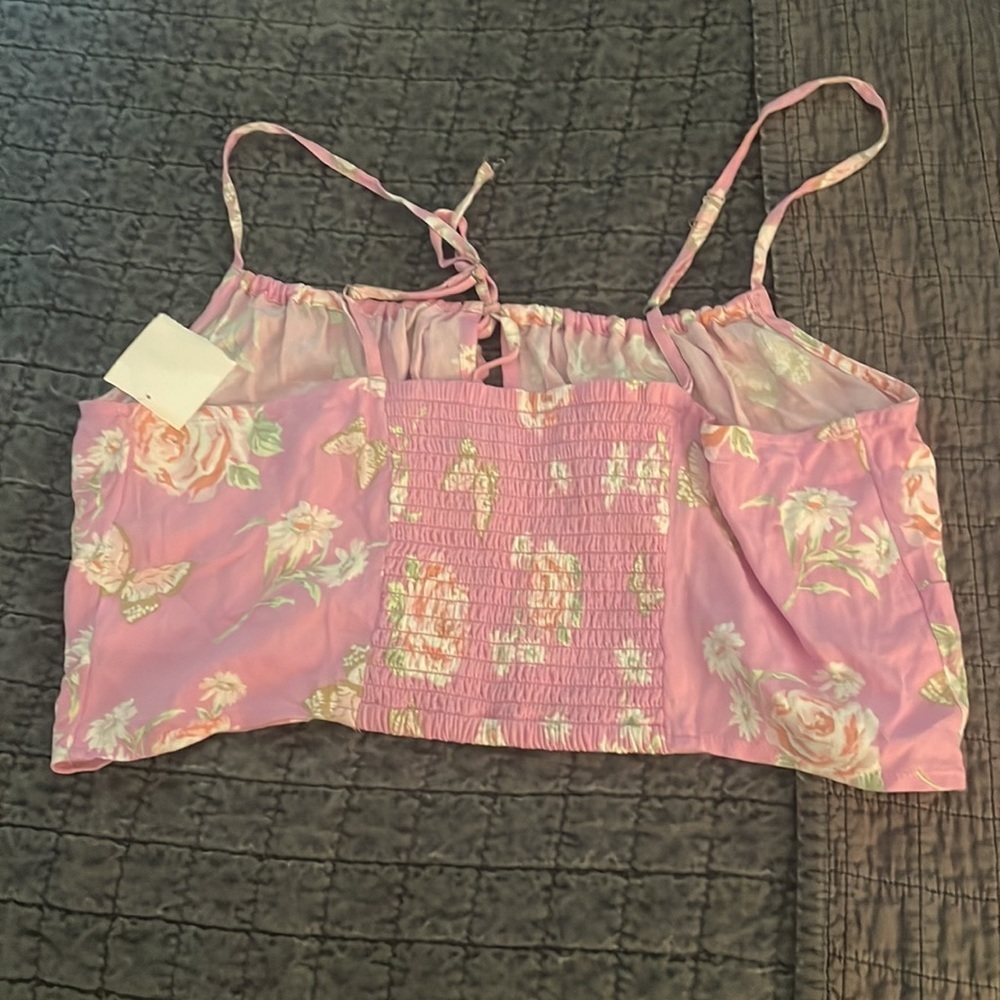 BP Tie Detail Crop Camisole in Purple Anna Floral - Picture 6 of 6